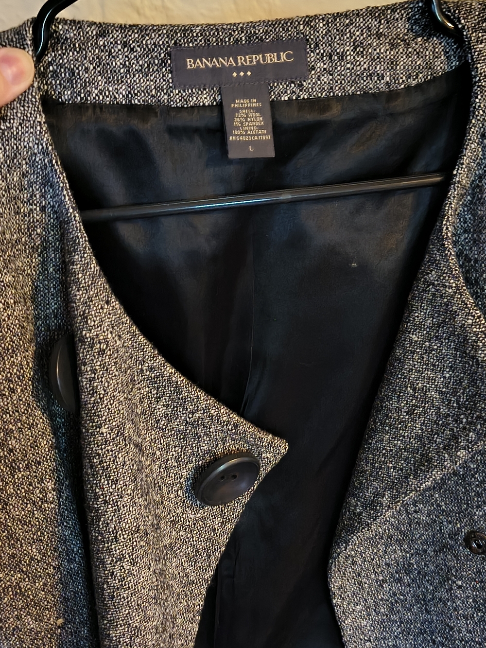Banana Republic Women's Gray Tweed Coat - Classic Button Front